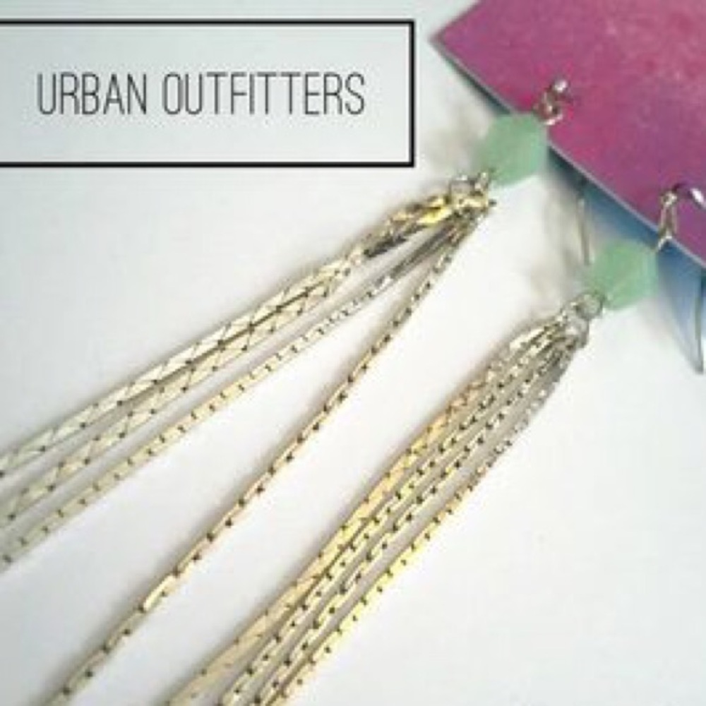 NWT Urban Outfitters Silver Fringe Earrings- blue